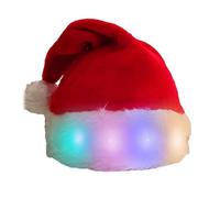 ZWTPGKRD Novelty Funny Santa Hat With LED Lights Soft Plush Faux Furs Christmas For Adults And Kids Party Props Hats With Lights Light-up Knitted