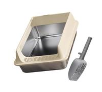 ZWTPGKRD Semi Enclosed Cats Litter Box With Airflows Design Stainless Steel Scratchproof Low Entry Container For Large Cats Antisplash Stainless Steel Tray