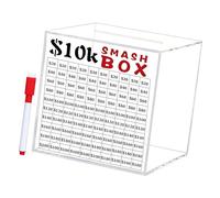 ZWTPGKRD Unbreakable Acrylic Cash Box, 10K Smash Challenge for Adults, Must Break to Open Money Saving Challenge Box