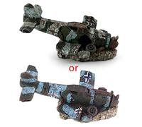 ZWTPGKRD Worn-out Aquarium Decoration Resin Crash Aircraft FishTank Ornament Betta Fish Accessories Aquatic Caves Fish Decoration Aquarium