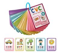 Zwttey Decoding 130 CVC Words 70 Double-Side Flash Cards, CVC Word Builders, Phonemic Awareness, Beginner Vocabulary Building