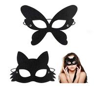 ZWWOGE 2 Carnival Masks Set with Fox & Bat Design - Elegant Black Mask Costume for Vampire & Batwoman Cosplay - Versatile Mask Black Costume for Women and Adults