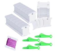 ZWWOGE 50pcs Plastic Spools with 4 Needle Threaders Plastic Thread Spools Embroidery Thread Bobbins Card Holder Sewing Needle Threader Threading Aid