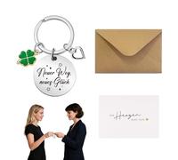 ZWWOGE A key ring with a four-leaf clover, a greeting card, farewell gift for colleagues, farewell colleague, farewell blessing