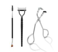 ZWWOGE Eyelash Curler 3-Piece Set Includes Partial Eyelash Curler, Double Head Eyebrow Brush and Portable Brow Brush, Portable Eyelash Curler Mini Travel Eyelash Tools for All Eyelash Shapes