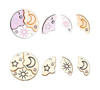 ZWWOGE Set of 2 Stars, Moon, Heart & Circle Pendants, Gold & Multicoloured, For Bracelets & Necklaces, Women's Gift