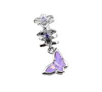 ZWWOGE Zirconia Pendant with Purple Butterfly, Charm Pendant, Silver Charms, Compatible with European Bracelets, Elegant Gift for Women