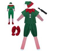 zwxqe Adult Elves Costume | Santa's Helper Costumes for Women Men,Holiday Christmas Suit for Adults Kids, Festive Clothes Outfit Christmas Cosplay Costumes