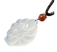 zwxqe Animal Necklace, Nine Tailed Pendant, Chalcedony Fashion Jewelry, Amulet Charm, Spiritual Jewelry Gift for Women Friends Family and Girlfriend Outfit Accessories, 0.87x1.26 inches