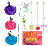 zwxqe Cat Feather Toy, Interactive Toys Retractable Cat Wand, 9X Replacement Teaser Catcher with Bell & Catnip, Pet Supplies Indoor Games for Kitten Exercise Play