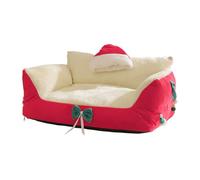 zwxqe Cat Sofa, Christmas Recliner with Santa Hat, Compact Heavy Duty Plush Pet Couch, Dog Holiday Bed for Indoor Relaxation, Living Room Bedroom Balcony, Daily Rest and Nighttime Comfort