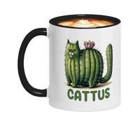 zwxqe Ceramic Cat Mug - Cactus Cartoon Coffee Mug, 11oz Animal Tea Mugs for Refreshment, Whimsical Beverage Item with Handled Build, Funny Drinkware for Hydrating, Entertaining and Delighting Users