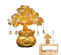 zwxqe Citrine Money Tree | Citrine Crystal Bonsai Tree - Prosperity Fortune Traditional Chinese Feng Shui Decor, Shiny Crystal Good Luck Pot, for