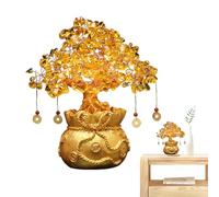 zwxqe Citrine Money Tree | Citrine Crystal Bonsai Tree - Prosperity Fortune Traditional Chinese Good Luck Decor, Shiny Crystal Good Luck Pot, for