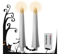 zwxqe Fake Candles - Halloween Ghost Battery Taper Candles | LED Candlesticks Halloween Decor for Indoor Outdoor Thanksgiving Fireplace Window Table Party Dining Home Decor Easter