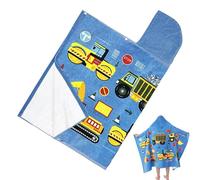 zwxqe Kids Bath Towels, Toddler Bath Towel Construction Vehicle Design, 50x30 Inch Absorbent Soft Hooded Wrap Cover Washcloth for Boy Girl Bathroom Swim Pool Beach Travel Shower
