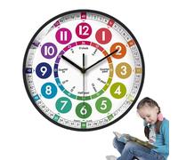 zwxqe Kids Wall Clock, Learning Clock for Kids, Colorful Non-Ticking Time Learning Clock, Educational Analog Kids Clock, Fun and Functional Kids Room Wall Decor, 10 Inch Time Teaching Clock for Kids