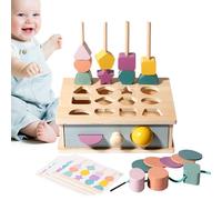 zwxqe Shape Sorter Game, Wood Fine Motor, Learning Block Tool, Sequencing Matching Part, Lacing Beads Unit, Shape Sorter Sequencing Block Matching Lacing Beads Stem Boys Girls