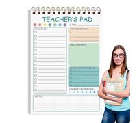 zwxqe Teacher Notepad - 50 Sheets List Notepad, 5.8x8.3 Inch Cute Memo Writing Organizer, Twin Coil Binding Daily Planner for Classroom Elementary, Student Lesson Planning and Teacher Office Use