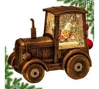 Zwxqe Tractor Snow Globe, Vintage Bronze Tractor-Shaped Santa Claus Christmas Lantern, Christmas Centerpiece Table Decorations, Holiday Favors for Bookshelf and Mantle
