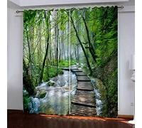 ZWYHYP Blackout Curtain With Eyelet Forest Corridor W168cm (66") x D229cm (90") x 2 Thermal Insulated Linen Look Noise Reducing Curtains for Living Room 2 Panels