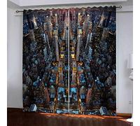 ZWYHYP Curtains for Windows Colorful City W117cm (46") x D138cm (54") x 2 Blackout Curtains Thermal Insulated for Bedroom and Living Room 2 Panels