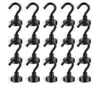 ZWYYTHC 20Pcs Magnetic Hooks Heavy Duty, 25Lb/11kg Strong Heavy Duty Cruise Magnet S-Hooks for Classroom, Fridge, Hanging, Cabins, Grill, Kitchen, Garage and Workplace etc, Screw in Hook Black