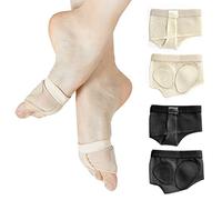 ZWZNBL 2-Pack Ballet Foot Thongs, Breathable Anti-Slip Forefoot Belly Foot Thongs, Protective Ballet Dance Shoes, Forefoot Toe Pad Support Socks for Belly Ballet Gym (Black & Skin Tone)