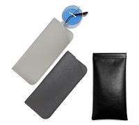 ZWZNBL 2 Pack PU Leather Glasses Case with 1 Piece Spring Glasses Bag, Durable Fashion Soft Leather Glasses Bag, Foldable Travel Glasses Bag, Unisex