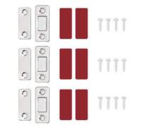 ZWZNBL 3Pcs Ultra Thin Magnetic Door Catch, Adhesive Cabinet Cupboard Magnets with Screws Door Magnets for Sliding Door, Kitchen, Window, Closet, Silver