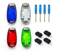 ZWZNBL 4 Pack of Safety Lights, Clip-on Strobe Lights/Running Lights for Night Running, Mountaineering, Cycling, (Red, White, Blue, Green)