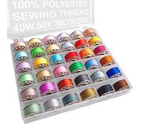 zwzxd 36Pcs Bobbins and Sewing Threads with Plastic Bobbin Case for Multiple Sewing Machine, Pre-Wound Bobbins Set (Metal Bobbins)
