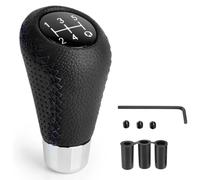ZXAJDWNU Car Gear Shift Knob For Jeep Renegade/Cherokee, Universal 5 Speed Leather Gear Shift Lever Manual Shift Lever Stick with 3 Adapters 8/10/12mm Decorate Parts,A/Black Black Line
