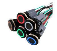 ZXAOMMBEA 1PCS 22mm Aluminum Oxide Black Body Push Metal Button Switch Waterproof Instant Reset LED Light Car Engine PC Power Supply 5V 12V 24V 220V(Giallo,6V)