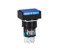 ZXAOMMBEA 1PCS Square LA16-22D self-Reset/self-Locking Button Switch with Light 16mm Power Supply 8-pin Double Contact 2NC/2NO 220V 24V(Self-locking 24v-03)