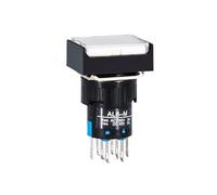 ZXAOMMBEA 1PCS Square LA16-22D self-Reset/self-Locking Button Switch with Light 16mm Power Supply 8-pin Double Contact 2NC/2NO 220V 24V(Self-reset 220v-04)