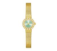 Zxarunas 2-Piece Wheat Ear Retro Watch Quartz Watch Simple Waterproof Watch Stainless Steel Mesh Strap Suitable as a Women's Gift(Gold Blue)