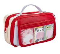 Zxarunas Cute Pencil Case for Kids Colorful Boys Pen Pouch with Handle Soft Zipper Crayon Box for School Supplies Organizer(Red Blue)