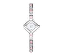 Zxarunas Exquisite Quartz Watch Light Luxury Bracelet Color Diamond Casual Square dial is a Fashionable Gift for Women(Silver Pink White Flour)