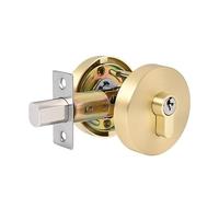 Zxarunas Gold Round Design Single Cylinder Deadbolt with Keys Exterior Keyed Dead Bolt Lock for Front Entrance Door Security Door Levers