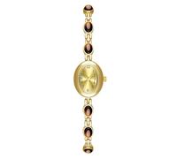 Zxarunas Luxury Watch Inlaid with Aventurine and Nephrite Oval Quartz Watch Waterproof Bracelet Watch Can be Given as a Gift for Women(Tiger Eye Stone Gold)