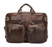 Zxarunas Men Leather Briefcase Backpack Hybrid 14 Inch Laptop Bag Case Business Messenger Bag For Work Travel messenger bags(Brown)