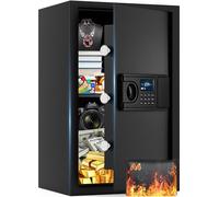 Zxarunas Safes 2.1 Cuft Safe Box With Fireproof Waterproof Bag Digital Security Safes With LCD Programmable Keypad, Backup Keys, Smart Alert Cash Box