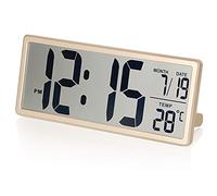 zxb-shop Indoor Bracket Clock Creative Electronic Alarm Clock Large Screen Digital Alarm Clock LCD Display for Living Room Bedroom, Gold/Silver for Home Office Bedroom (Color : Gold)