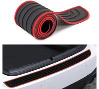 ZXBL Car Rear Bumper Protector for Ssangyong Korando 2010-2019, Universal Flexible Rubber Bumper Guard Trunk Rubber Protection Scratch-Resistant Door Entry Guards,90X7CM-B-red