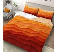 ZXBNNN 3pcs Duvet Cover Set, Gradient Retro Orange Wave Abstract theme, Autumn bedding set, for decor Bedroom Living Room Hotel(210x245cm*1/60x60cm*2)