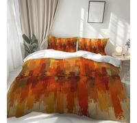 ZXBNNN 3pcs Orange Abstract Brush Strokes Design Duvet Cover Set, Artistic Bedding Comprising One Quilt Cover And Two Pillowcases(150x220cm*1/40x65cm*2)