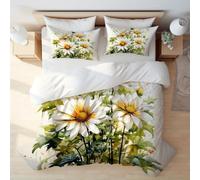 ZXBNNN Little Daisy Pattern Duvet 3 Cover Set, Skin-Friendly and Comfortable Fabric, Suitable for Bedrooms, Guest Room Hotels(150x200cm*1/50x75cm*2)