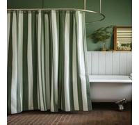 ZXBNNN Rustic Farmhouse Print Shower Curtain, Green & White Stripes With Floral Accents, Bathroom Curtain For Country Bathroom Decor(270x183cm(106.30x72.05in))