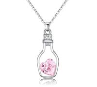 ZXBNV Earrings Stud Women Jewellery Jewelry 1Pcs Trendy Chains Necklace Popular Style Love Drift Bottles Pendant Heart Crystal Pendants Fashion Pink